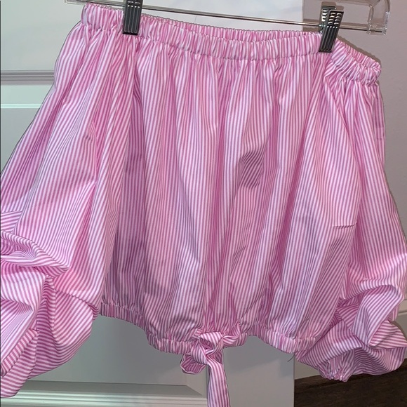 Off the shoulder pink and white stripped top - Picture 1 of 2